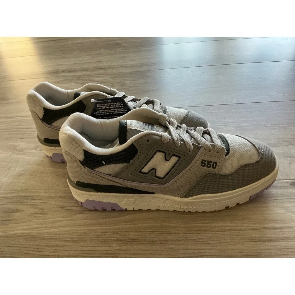 New Balance 550 Women's Shadow Grey‎ Lilac Sneakers Size 6 New In Box
